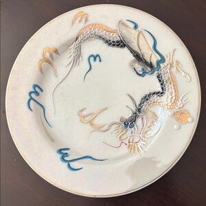 Vintage Japanese Moriage Dragonware Iridescent Dragon Plates set of 6.